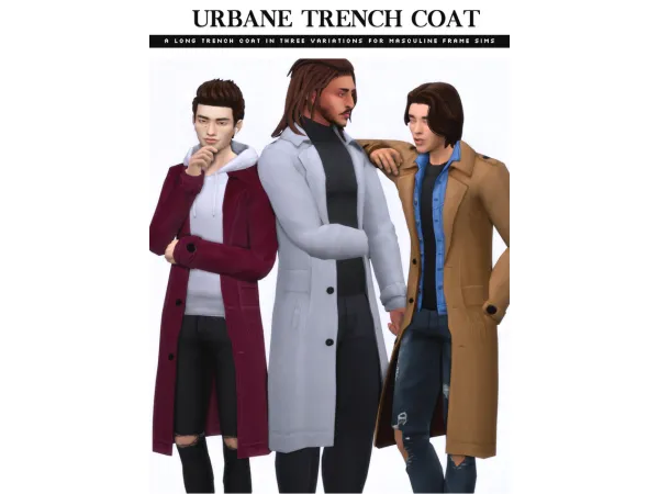 Maxis Match Urbane Trench Coat Set by nucrests - The Sims 4 Custom Content