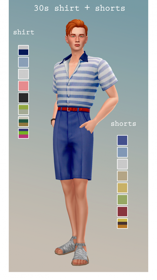 Maxis Match 1930s shirt and shorts by simsfinds - The Sims 4 Custom Content