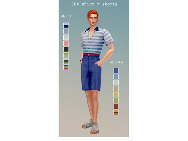 Maxis Match 1930s shirt and shorts - The Sims 4 Custom Content