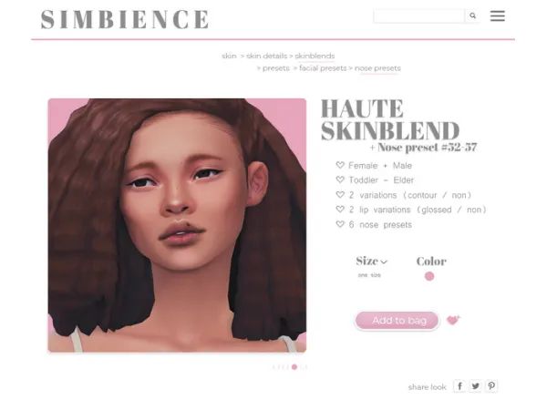 Maxis Match Haute skinblend Nose presets 52 57 by simbience - The Sims 4 Custom Content