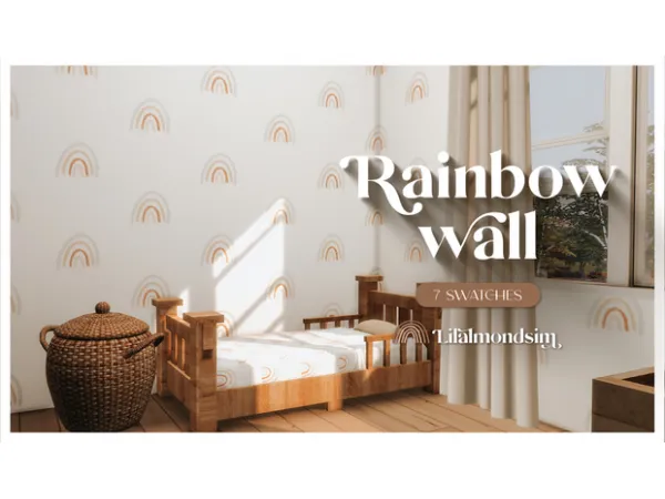 Alpha Rainbow Wall by lilalmondsim - The Sims 4 Custom Content