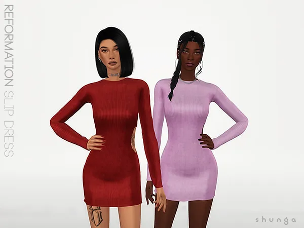 Alpha SHUNGA REFORMATION Kensy Dress - The Sims 4 Custom Content