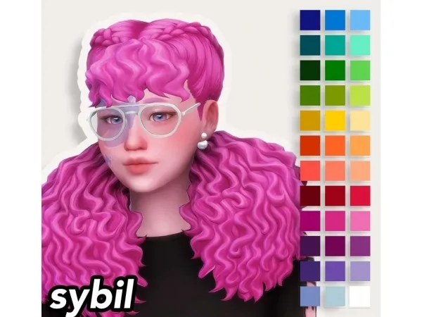 Maxis Match recolors of 6 hairs by softerhaze in 36 colors of candy shoppe palette - The Sims 4 Custom Content