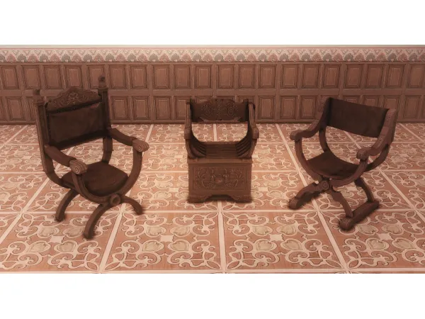 Alpha TheSenseMedieval The Witcher 3 Blood And Wine Toussaint Chairs Set 4 - The Sims 4 Custom Content