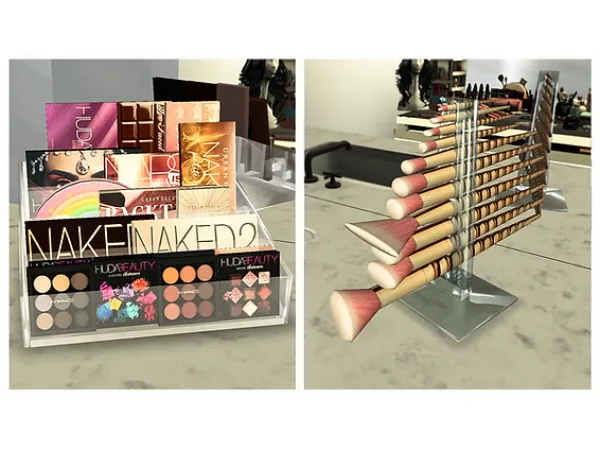 Alpha Eyeshadow Palette Holder and Makeup Brush Holder Decor - The Sims 4 Custom Content