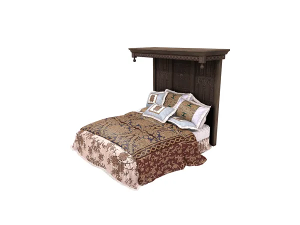 Alpha TheSenseMedieval The Witcher 3 Blood And Wine Beauclair Rich Bed B - The Sims 4 Custom Content