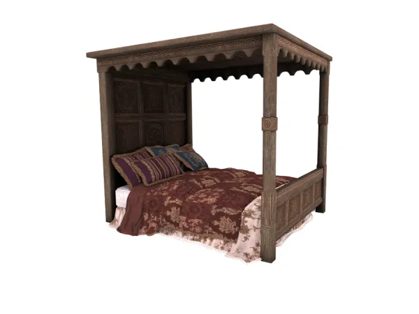 Alpha TheSenseMedieval The Witcher 3 Blood And Wine Beauclair Rich Bed A - The Sims 4 Custom Content