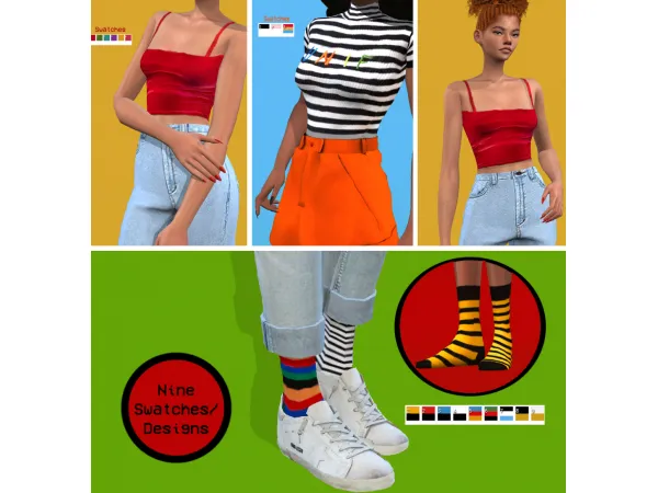 Maxis Match Unif Inspired Tops and Sock - The Sims 4 Custom Content