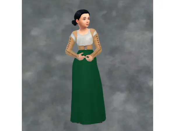 Maxis Match TSM Commoner Leather Sleeves LetDown Skirt for girls - The Sims 4 Custom Content