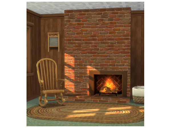 Maxis Match Fireplace Rocking Chair Wall Panels - The Sims 4 Custom Content