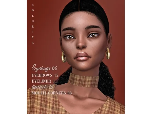 Alpha Eyebags 06 eyebrows 15 eyeliner 11 lipstick 19 mouth corners 08 Sims 4 - The Sims 4 Custom Content