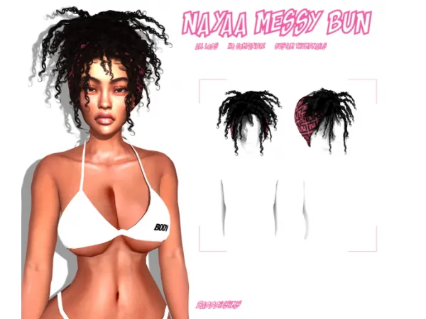 Alpha NAYAA MESSY BUN by BADDDIESIMS - The Sims 4 Custom Content