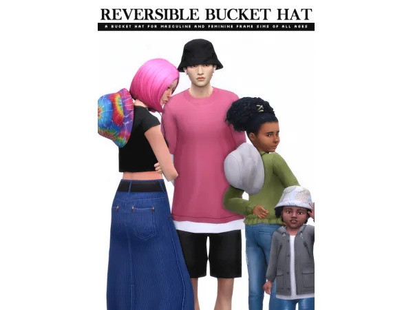 Maxis Match Reversible Bucket Hat by nucrests - The Sims 4 Custom Content