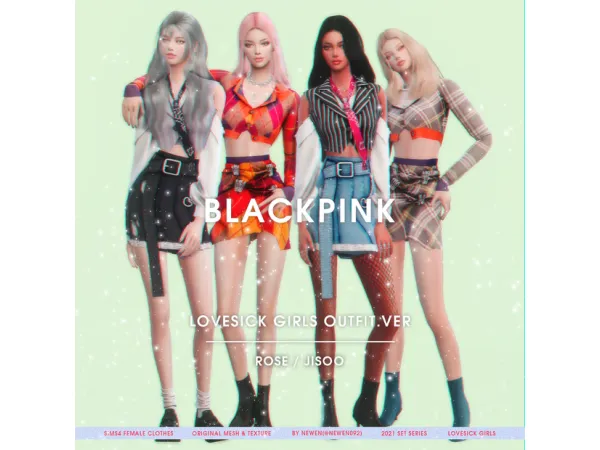 Alpha BLACKPINK LOVESICK GIRLS MV outfit ver Rose Jisoo [뉴엔] by new_en092 - The Sims 4 Custom Content