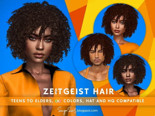 Alpha Zeitgeist Hair (ALL AGES) - The Sims 4 Custom Content