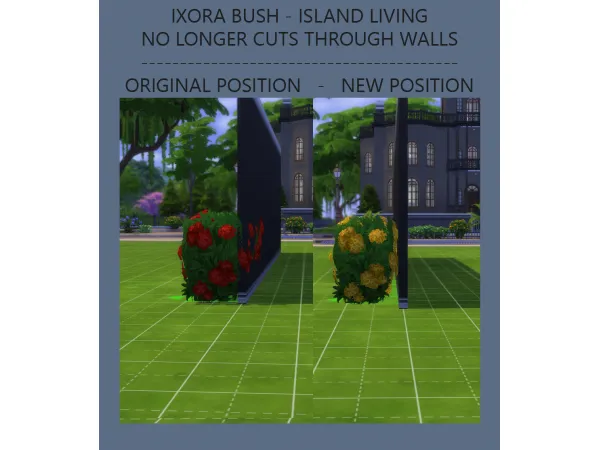 Maxis Match Ixora Bush Fixed Location and Recolours ISLAND LIVING REQUIRED by Simmiller - The Sims 4 Custom Content