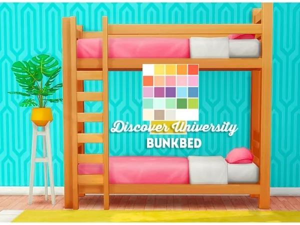 Maxis Match Decent dorm DU bunkbed recolor - The Sims 4 Custom Content