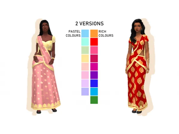 Alpha Holiday Celebration Saree Recolour - The Sims 4 Custom Content