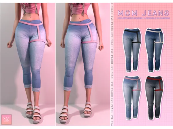Alpha PEACH REWARD Mom Jeans by SM Sims - The Sims 4 Custom Content