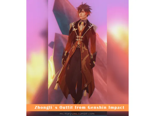 Alpha Zhonglis Outfit from Genshin Impact by MS Mary Sims - The Sims 4 Custom Content