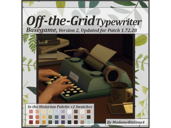 Maxis Match Off the Grid Typewriter v3 by MadameRia - The Sims 4 Custom Content