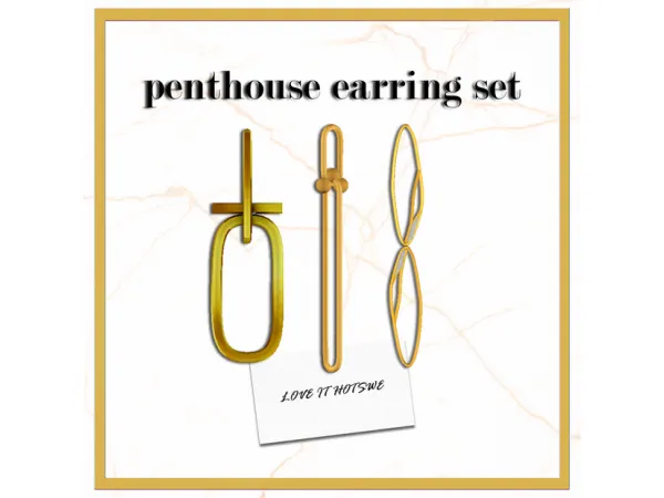 Alpha [HOTSWE] penthouse earring set by HOTSWE - The Sims 4 Custom Content