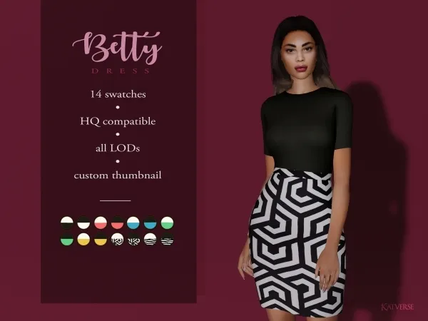 Alpha Betty Dress by katverse - The Sims 4 Custom Content