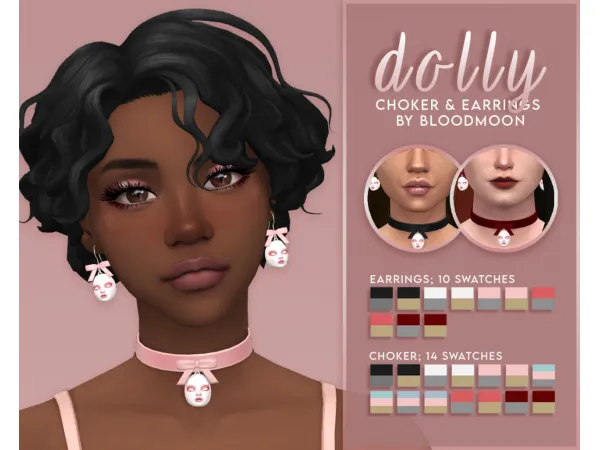 Maxis Match Dolly Choker Earrings Set - The Sims 4 Custom Content