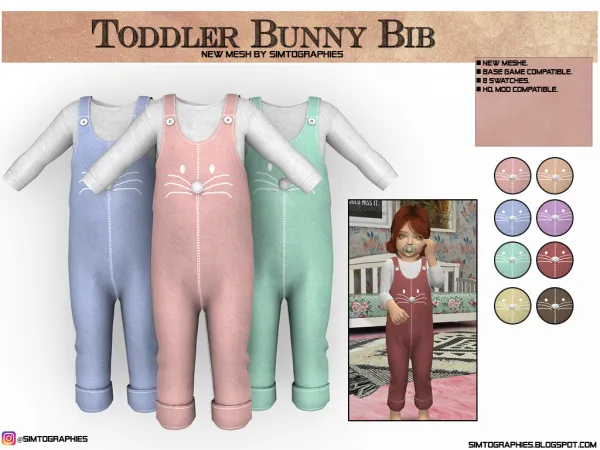 Alpha Toddler Bunny Bib - The Sims 4 Custom Content