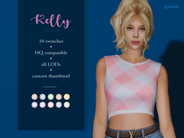 Alpha Kelly Top by katverse - The Sims 4 Custom Content