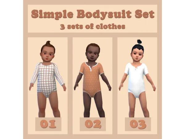 Maxis Match Sims4 Toddler Cozy_yeons Simple bodysuit set 심즈4 유아 의상 심플 바디슈트 세트 by Cozy_yeons Sims - The Sims 4 Custom Content