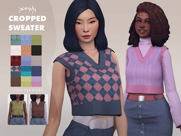 Maxis Match Cropped Sweater Vest - The Sims 4 Custom Content