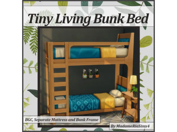 Maxis Match Tiny Living Bunk Bed (Separated) by MadameRia - The Sims 4 Custom Content