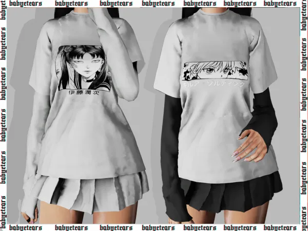 Alpha Tshirtskirt Anime by babyetears - The Sims 4 Custom Content