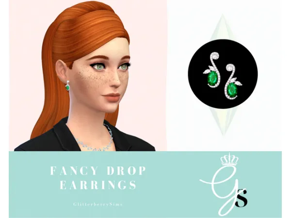 Maxis Match Fancy Drop Earrings by Glitterberry Sims - The Sims 4 Custom Content