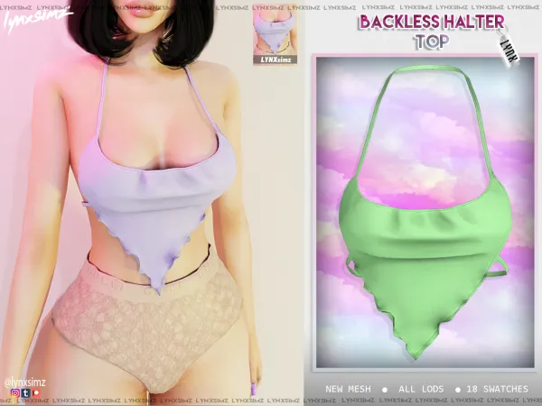Alpha LYNXsimz_BacklessHalterTop - The Sims 4 Custom Content