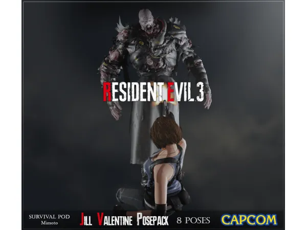 Mix Resident Evil 3 Remake Jill Valentine Posepack - The Sims 4 Custom Content