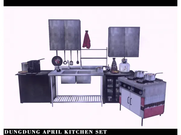 Alpha Rusty Kitchen set - The Sims 4 Custom Content