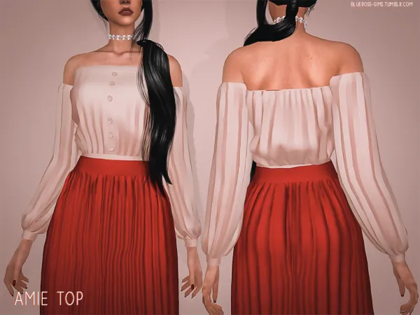 Alpha Amie Pleated Top BRsims by bluerose-sims - The Sims 4 Custom Content