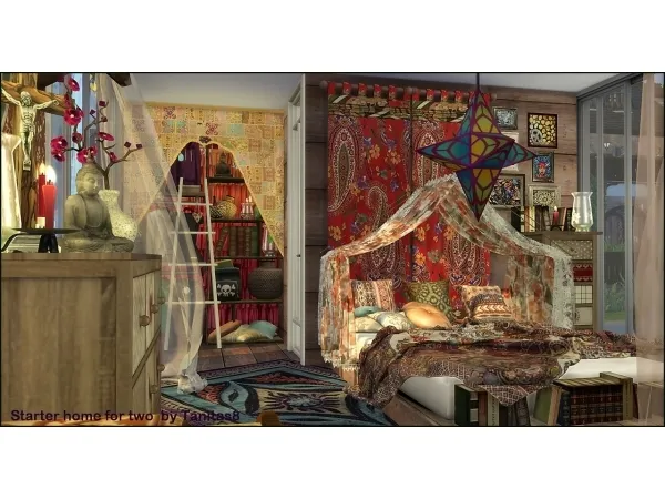 Alpha Starter home for two (Boho) - The Sims 4 Custom Content