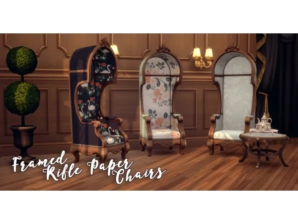 Alpha Framed Rifle Paper Chairs - The Sims 4 Custom Content