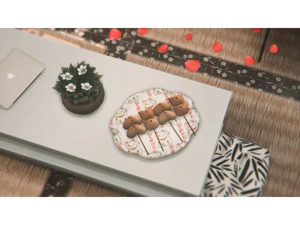 Alpha Shiba Dango desserts plate - The Sims 4 Custom Content