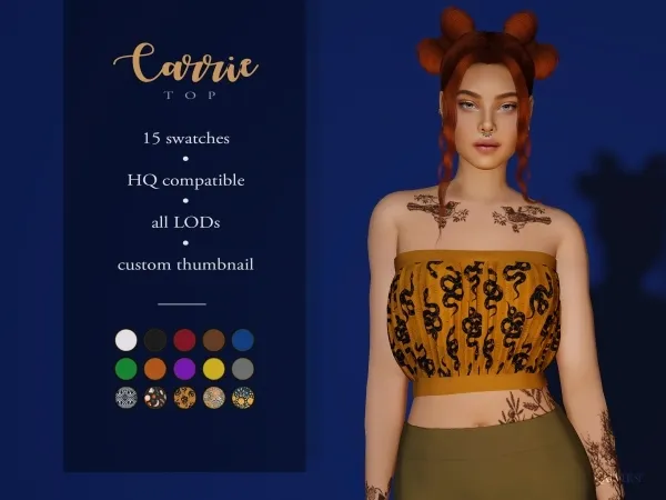 Alpha Carrie Top by katverse - The Sims 4 Custom Content