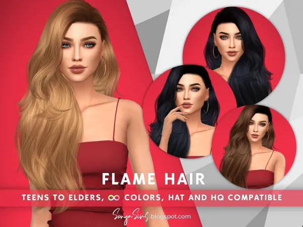 Alpha Flame Hair - The Sims 4 Custom Content