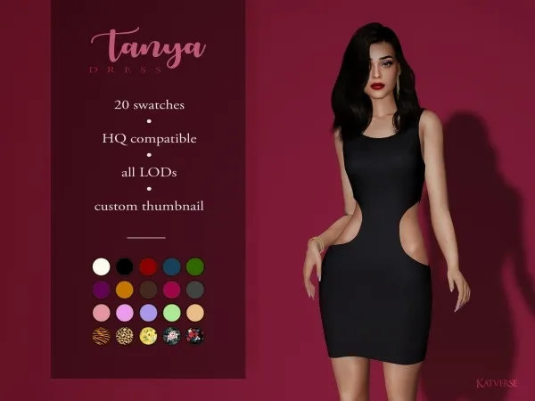 Alpha Tanya Dress by katverse - The Sims 4 Custom Content