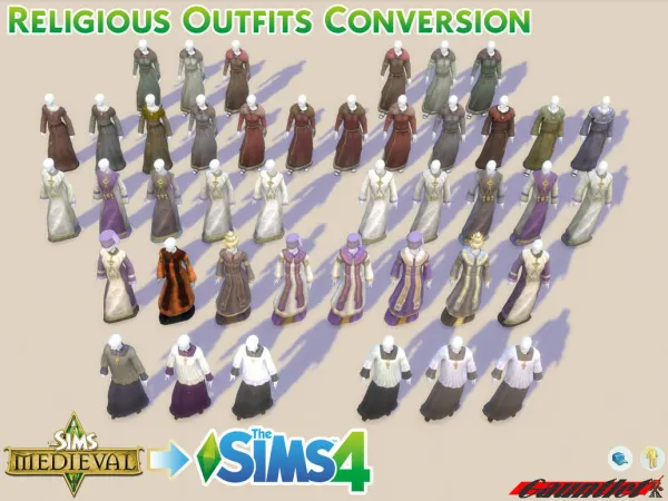 Maxis Match Sims Medieval to Sims4 Religious Outfit Conversion - The Sims 4 Custom Content