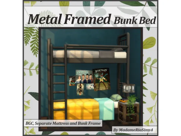 Maxis Match Metal Framed Bunk Bed (Separated) by MadameRia - The Sims 4 Custom Content