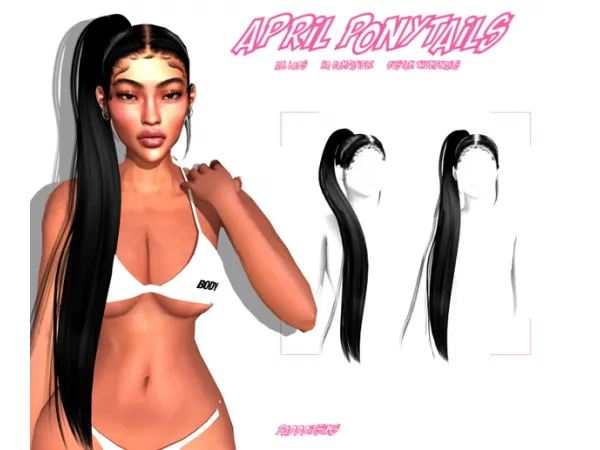 Alpha APRIL PONYTAILS by BADDDIESIMS - The Sims 4 Custom Content