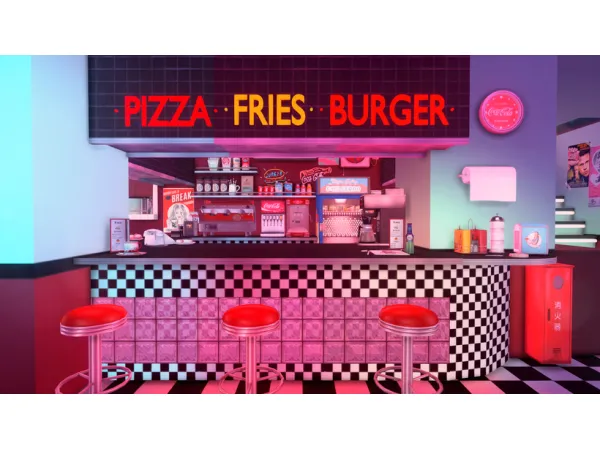 Alpha DINER SET by nickname - The Sims 4 Custom Content
