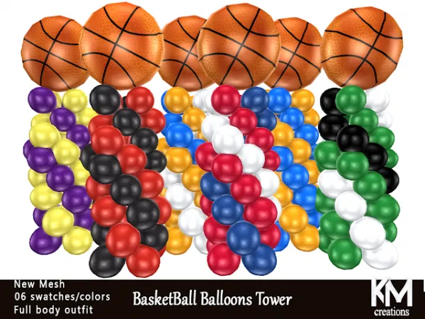 Alpha [KM] Basketball Balloons Tower - The Sims 4 Custom Content